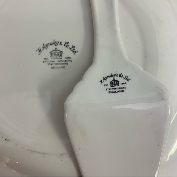 Vintage Aynsley Rose Pattern Plate and Server Set - Picture 7 of 8